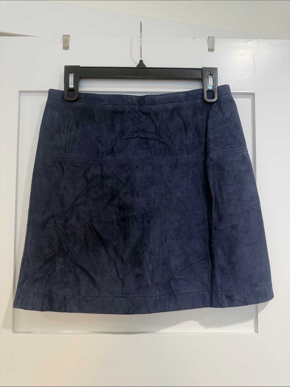 Burberry Navy Suede A-Line Skirt